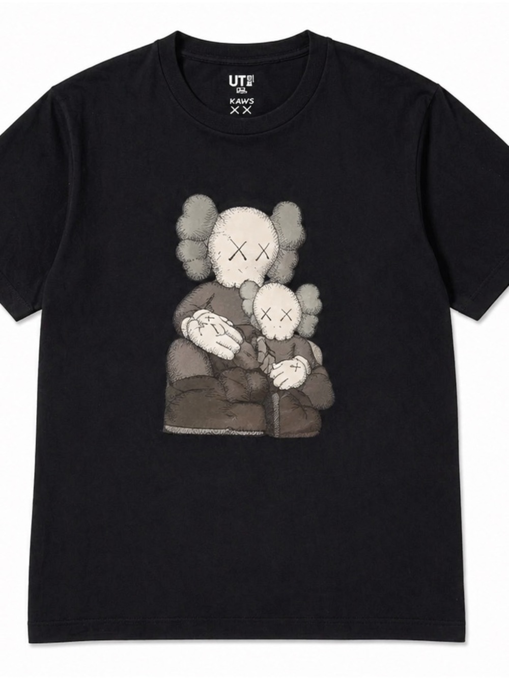 KAWS Black Tee with Taupe and Cream Companion Graphic